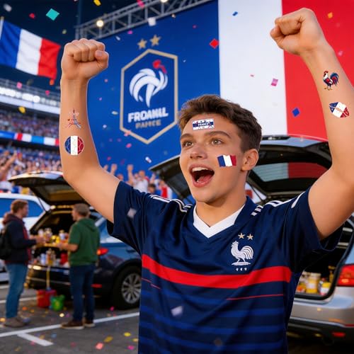 56Pcs French Flag Temporary Tattoos - Waterproof Body Art Stickers