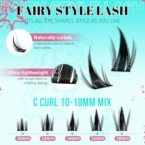 Lash Clusters Kit 160PCS Manga Eyelashes C-Curl 10-18mm
