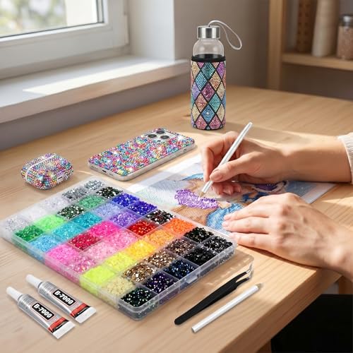 JAFLLMRI 36,000 Pcs Resin Rhinestones Bedazzling Kit for DIY Crafts Nail Art Jewelry Clothing