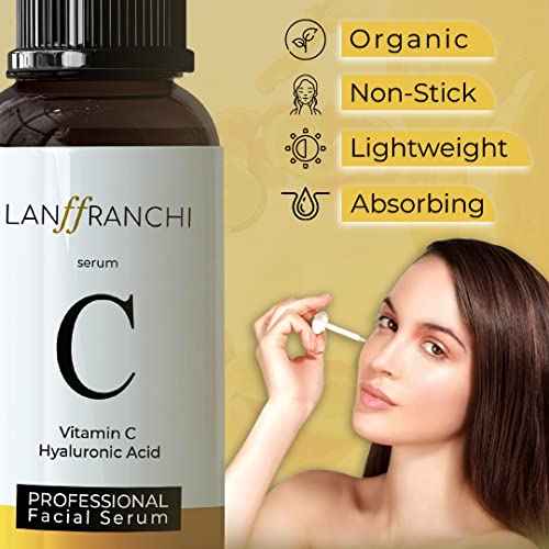 Vitamin C and Hyaluronic Acid Face Serum, Brightening and Anti-Aging, Plant-Based Formula, Unisex, 1 oz