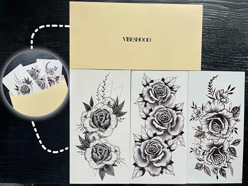 Temporary Tattoo Sheets - Waterproof Blooming Roses (3 Pack)