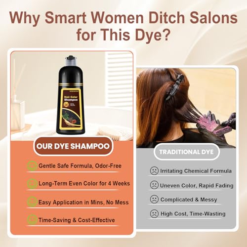 Black Hair Dye Shampoo - Instant Gray Coverage, 500ml