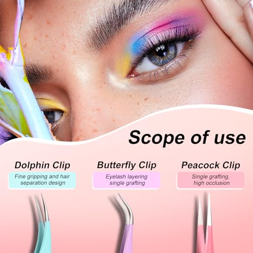 5-Piece Eyelash Extension Tweezers Set for Precision Lash Work