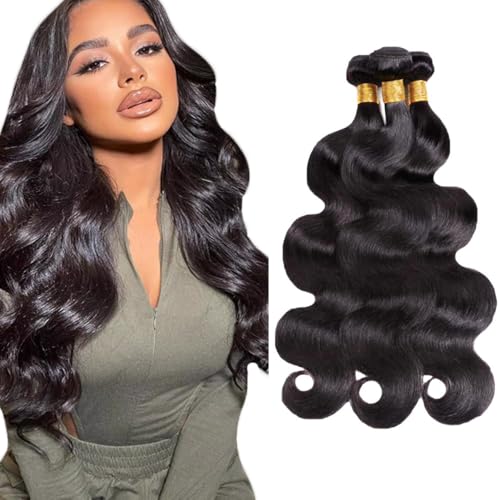FuivJuix 1B Body Wave Human Hair Bundles - 26 Inch, 3 Pack