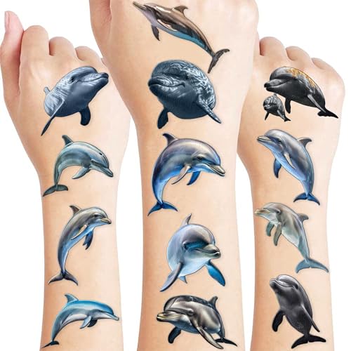 96 PCS Dolphin Temporary Tattoos | Ocean Shark Party Favors