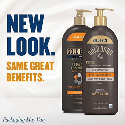 Gold Bond Men's Essentials Everyday Moisture Daily Body & Hand Lotion, 21 oz., With Vitamin C