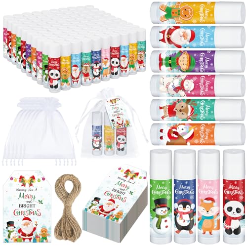 Siifert 100 Pack Christmas Party Gifts Bulk Lip Balms Favors Bulk Christmas Stocking Stuffers Holiday Party Goodies Gifts Small Thank You Employee Appreciation Gifts for Women Men Coworkers Staff