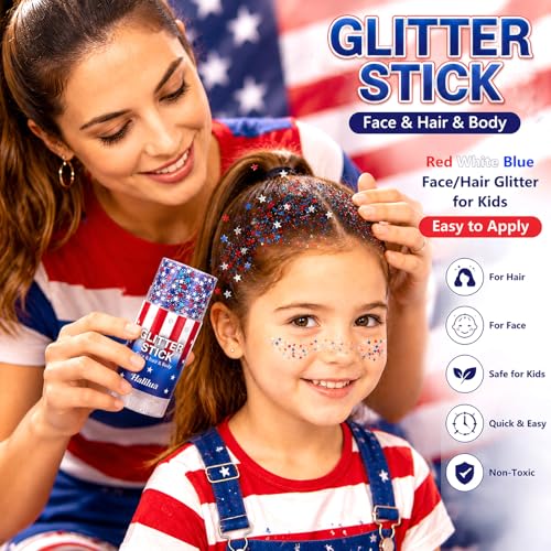 4th of July Red White Blue Glitter Stick Kit - Face & Hair