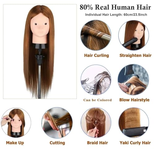 Beauty Star Mannequin Head 80% Real Human Hair Styling Practice