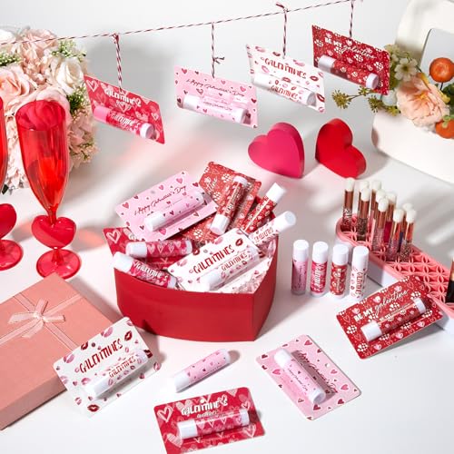 Loopeer 12 Pack Galentine's Day Lip Balms Gifts Bulk for Women Cute Pink Heart Lip Balm Travel Size Valentine's Day Party Favors Lips Moisturizer Care Small Gifts Ideas for Friends Office Ladies