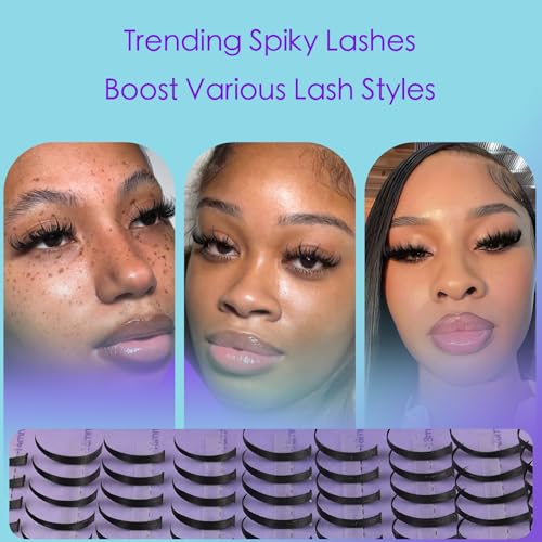 DAODER Spiky Lash Clusters Fairy Individual Lashes 14-22MM Manga Anime Cluster Eyelash Extensions Wet-Look Hybrid Lash Extensions D Curl Spikes Eyelash Clusters DIY At Home 280pcs