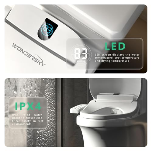 WONDERSKY Round Heated Bidet Toilet Seat with Dryer & Nozzle