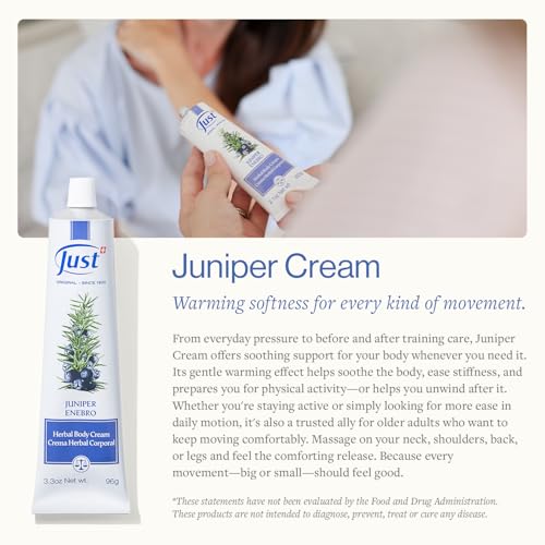 Juniper Massage Cream, 96g. Soothes Muscle & Joint Pain. Pre-Workout & Post-Work Out Body Cream. Herbal Body Cream for Elderly People by Swiss Just.