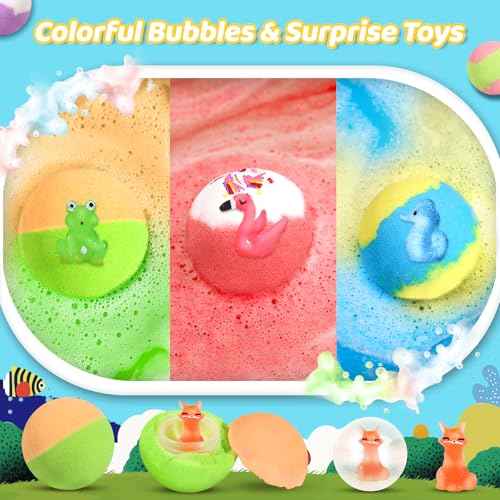 30 Bath Bombs for Kids with Toys Inside, Kids Bath Bombs Gift Set with 30 Sea & Land & Sky Animal Surprise Toy, Bubble Bath Toys, Christmas Gifts for Girls Boys, Stocking Stuffers