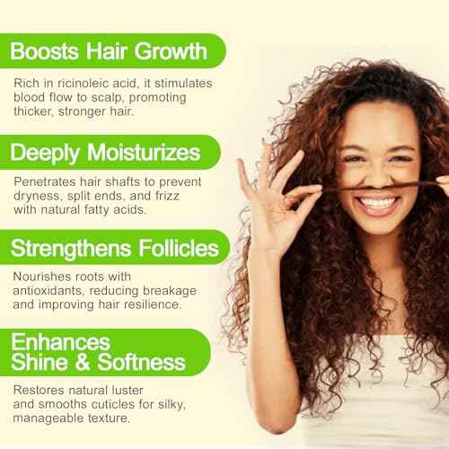 USDA Organic Jamaican Black Castor Oil - 100% Pure, Cold Pressed, Hexane-Free & Vegan, 2oz Brown Glass Bottle w/Dropper & Dual Brush for Hair Growth, Thicker Eyelashes, Brows & Scalp Care