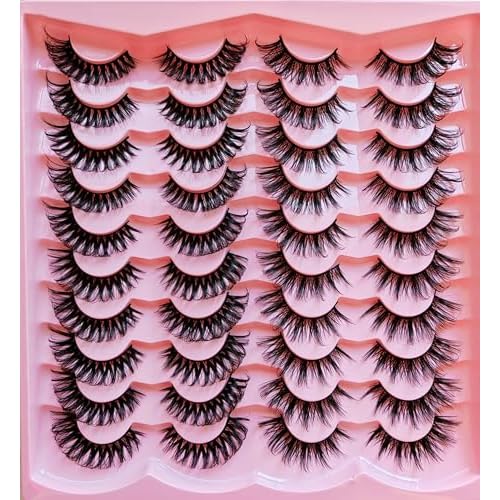 H006 CLARICE False Lashes Faux Mink Fake Eyelashes 20 Pairs Mixed Set Dramatic Volume and Length Multipack Black Reusable Natural Vegan