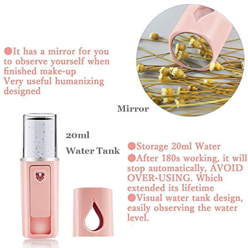 Portable Nano Facial Mist with Mirror & 20ml Water Tank - 2 Pack