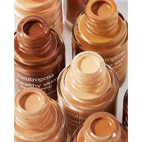 Neutrogena Healthy Skin Liquid Makeup Foundation, Broad Spectrum SPF 20 Sunscreen, Lightweight & Flawless Coverage Foundation with Antioxidant Vitamin E & Feverfew, Natural Tan, 1 fl. oz