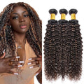 P1B30 Kinky Curly Human Hair Bundle 28" - 3 Bundles Black Brown