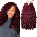 #99J Burgundy Curly Human Hair Bundles - 12-16 Inch, 3 Pack