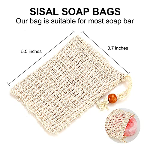 Natural Sisal Soap Saver Bag - Exfoliating Mesh Pouch (4 Pack)