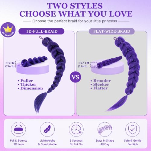 24 Inch Purple Braids Ponytail Hair Extension - Synthetic