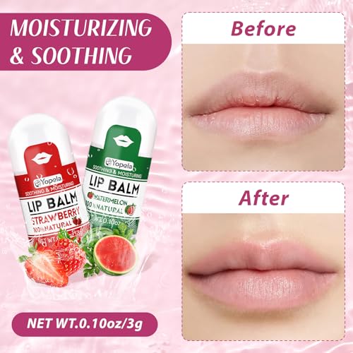 Yopela Mini Lip Balm Bulk 42 Pack, Natural Lip Balms with Vitamin E and Coconut Oil, Moisturizing and Nourishing Dry Cracked Lips,14 Flavors Chap Sticks Small Gift Party Favors for Kids Adults