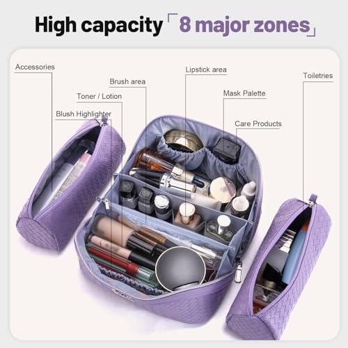 BOYATU 3-Piece Travel Makeup Bag Set - Large Capacity Vegan Leather