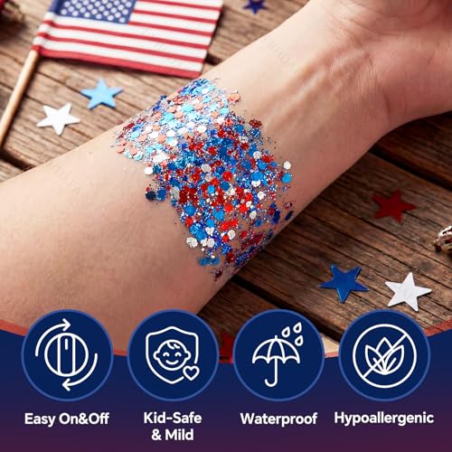 Red White Blue Glitter Stick | 4th of July Patriotic Face Body Makeup