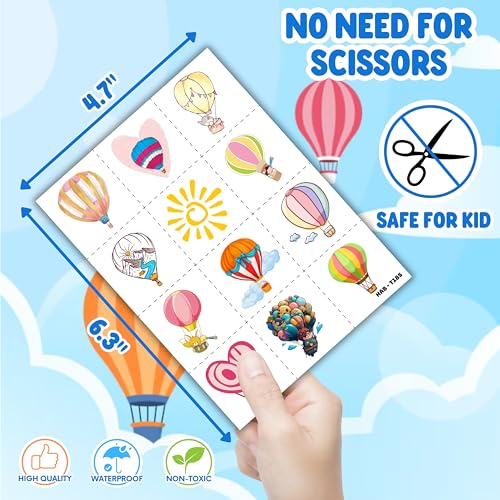 96PCS Hot Air Balloon Temporary Tattoos for Kids