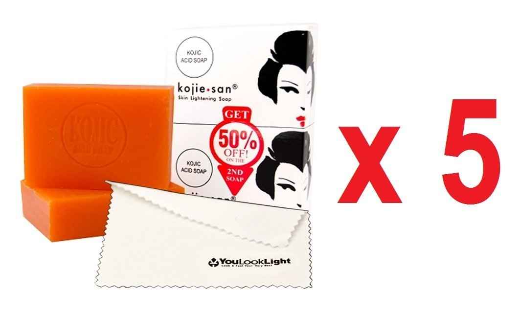 Kojie San Skin Brightening Soap - Bundle Pack - Original Kojic Acid, Dark Spot Remover Bar Soap with Coconut & Tea Tree Oil, 65g x 10 Bars