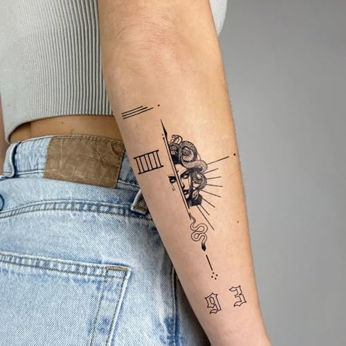 Semi Permanent Tattoo, Last 7-15 Days Temporary Tattoos for Hands, Premium Fake Tattoo Stickers, Water-Resistant and Non-reflective, Realistic Look