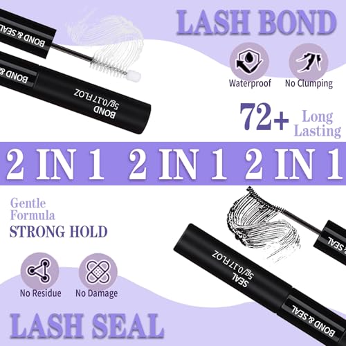 Lash Extension Kit 14-24mm Lash Clusters Kit 60D+80D+100D Thick Volume Eyelash Extension Kit D Curly DIY Individual Lashes 3 Style Lashes with Waterproof Lash Bond and Seal and Tweezers