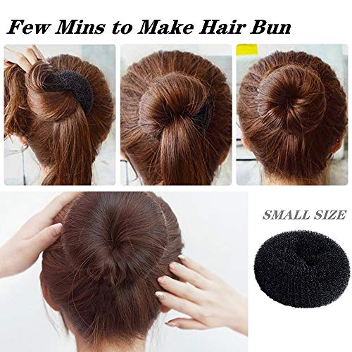 Mini Hair Bun Maker Set for Kids & Girls - 4 Black Doughnut Hair Shapers, 2.4 Inch Small Size