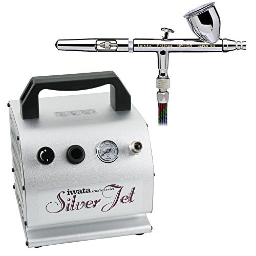 Iwata Eclipse HP-CS Gravity Feed Airbrush Kit with Silver Jet Compressor