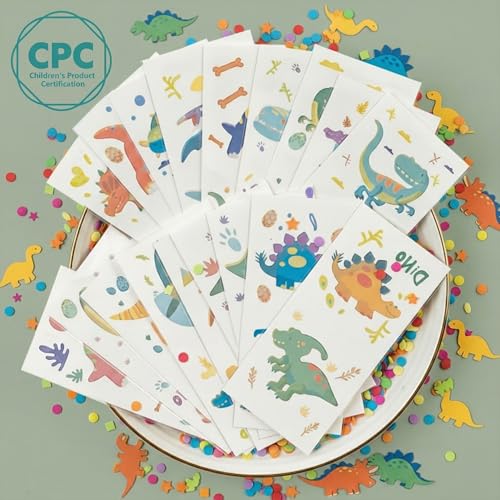 PapaKit Dinosaur Temporary Tattoos - 36 Pc Individually Wrapped Sheets