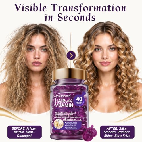 Amococo 2 Packs Hair Oil Capsules with Keratin, Argan & Jojoba - Nourishing Treatment for Dry & Damaged Hair