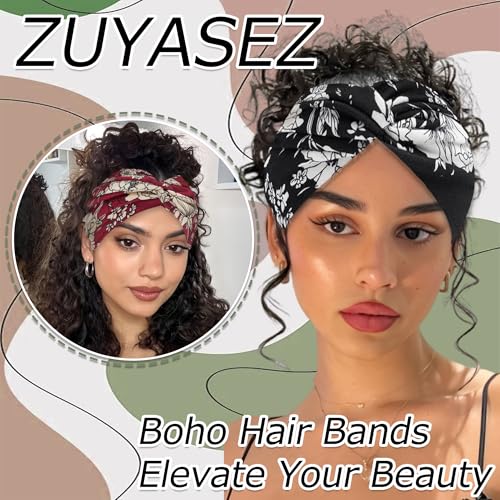 Wide Twist Headbands for Women - Paisley Print, 6 Pack, Comfortable & Non-Slip