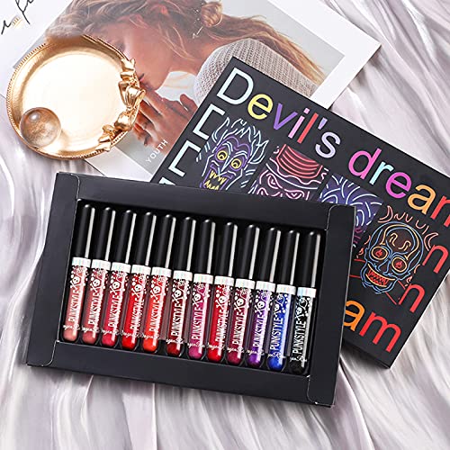 12 Colors Glitter Lip Gloss Set – Waterproof Shimmer Liquid Lipstick