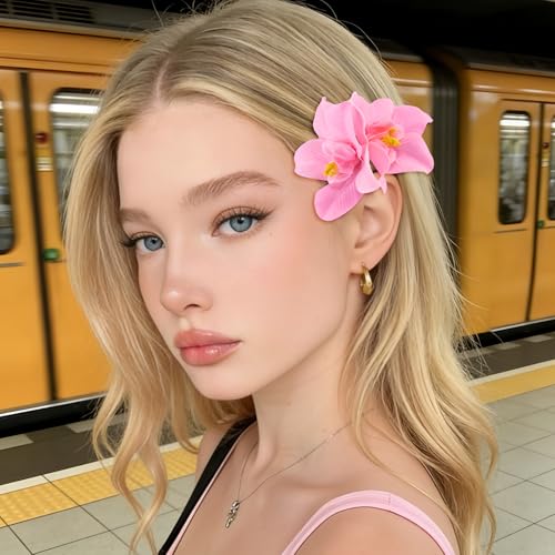 Hawaiian Flower Hair Clips Set - 10 Colorful Boho Clips
