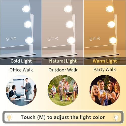 Kotdning Lighted Vanity Mirror with 10x Magnification & 9 Dimmable Bulbs
