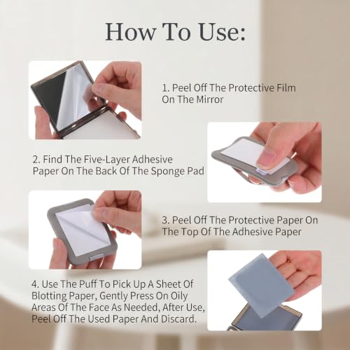 Oil Blotting Sheets for Face with Mirror & Puff - 100 Count