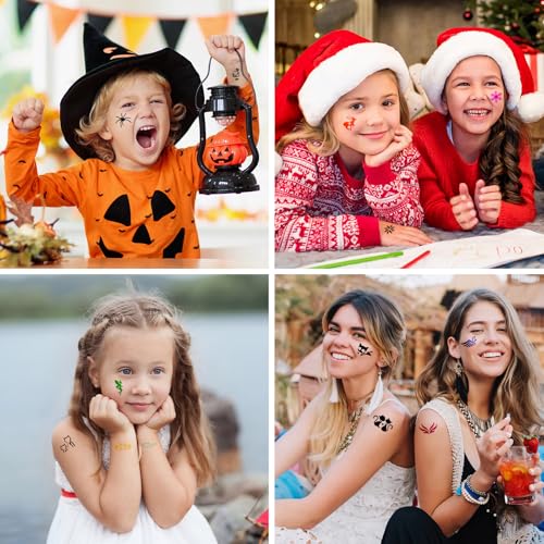 JUNEBRUSHS 1152 Pcs Temporary Tattoo Stencils, Henna Tattoo Stencils with Various Tattoos Stencils Stickers for Kids Boys Girls Women Face Make up Art Craft Festival Gift (29 x 21 cm)