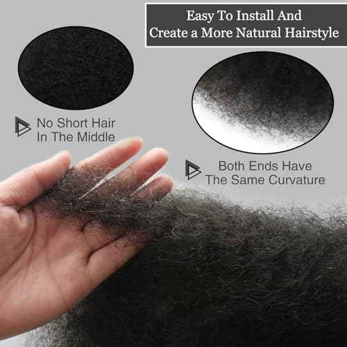 Afro Kinkys Bulk Human Hair 12 Inch 100g Nature Black Afro Kinky Curly Human Hair Bulk for Dreadlock Extensions, Micro Locs, Braiding Twists, Braids and Repair Locs(12 Inch, 1b#)