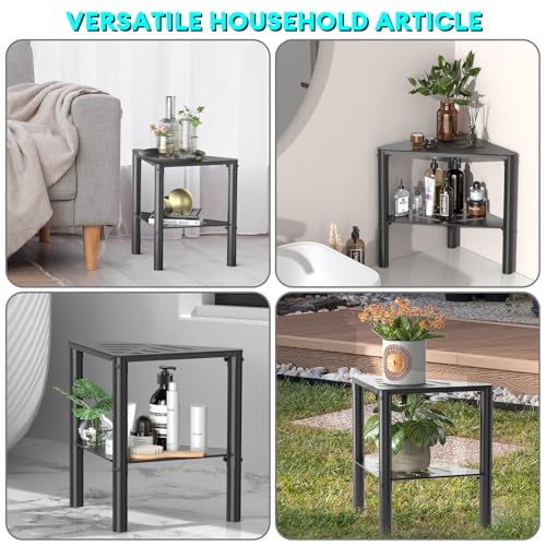 Non-Slip Shower Stool with Storage - Corner Bathroom Step