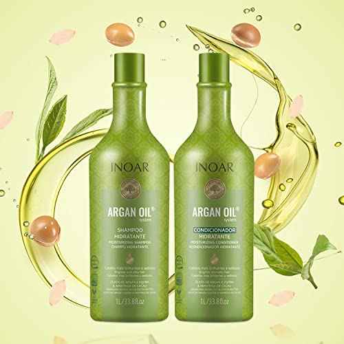 Inoar Argan Oil Shampoo & Conditioner Set - Hydrating, Moisturizing, Nourishing, Shine for Dry Damaged Hair - Repair, Hydration & Strengthen Chemically Treated Hair for Men and Women, 67.6 Fl Oz