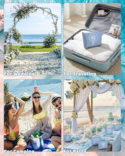 Coastal Ocean Themed Cosmetic Bag Set - 10 Pcs Beach Inspired Makeup & Toiletry Pouches
