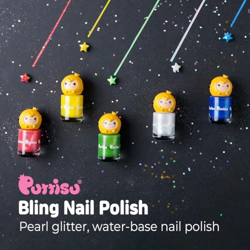 Puttisu Bling Pang Nail Polish High-Gloss Pearl Sticker Type Water-Based Peelable Non-Toxic Twinkle (Bling - Milky Pink, 0.27 Fl Oz (Pack of 1))