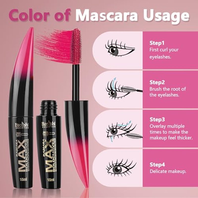 6pcs Colored Mascara Set, Colorful Purple Blue Green Pink Yellow, Waterproof Long Lasting Thick Volume Eye Lash Make Up Gift for Women Girls