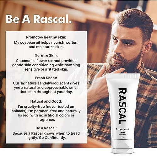 Racal Men's Face Moisturizer - Nourishing and Hydrating Facial Moisturizer for Men, Chamomile Flower Extract & Soybean Oil, Natural Sandalwood Scent, Paraben-Free, Cruelty-Free - 4 Oz